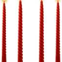 4 Pack 10 Inch Gradient Color Spiral Taper Candles for Wedding,Birthday,Christmas and Spring Home Decoration, Kitchen Twisted Candlesticks for Dinner Halloween,Thanksgiving (4, Red, 10 in)