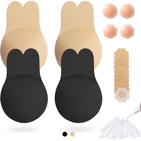 Sticky Bra Backless Strapless Bras Adhesive Push Up Invisible Stick on Silicone Bra for Women Breast Lift Nipple Covers, Size: L/XL