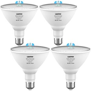 Motion Sensor Light Bulbs, Dusk to Dawn Outdoor Lighting, PAR38 Led Motion Sensor Flood Light 100 Watt Equivalent(15W), 6000K Daylight, Waterproof Outdoor/Indoor,(4 Pack)