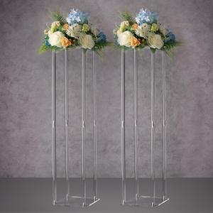 YALLOVE Acrylic Flower Stand, Set of 2 Clear Pedestal, 31.5 Inch Tall Vases for Wedding Event Party Props, Home Decor