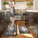 KIMODE Anti Fatigue Kitchen Mat 2PCS,Non Slip Waterproof Kitchen Rugs,Farmhouse Grey Kitchen Mat for Floor,Cushioned Comfort Foam Standing Mat for Home,Laundry,Sink,Desk (17.3" x 59"+17.3" x 29"--0.47 inches), Grey 