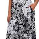 LARACE Plus Size Dresses for Women Summer Casual Short Sleeve Long Dress Flowy Maxi Beach Dresses with Pockets (XXXL)