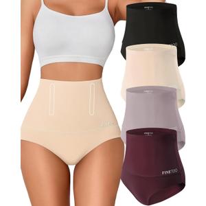 FINETOO Tummy Control Underwear Shapewear for Women Seamless High Waisted Panties Moderate Control Briefs  (Large)