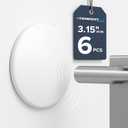 Strongest Home Wall & Door Handle Stopper 3.15" Set of 6 Pieces White Rubber Door Knob Round Wall Shield Cushion, Quiet Wall Protector for Door Handle, Guard Door Bumper Wall - Self Adhesive (Large 6 Pack)