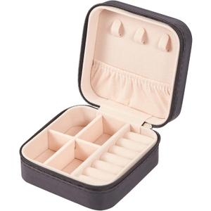 PU Leather Small Jewelry Box, Travel Portable Jewelry Case for Ring, Pendant, Earring, Necklace, Bracelet Organizer Storage Holder Boxes (Black)