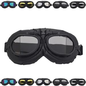 Peicees Vintage Helmet Goggles Motorcycle Goggles Bike Motorcross Pilot Goggle (Black)