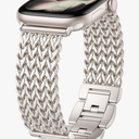 Metal Band Compatible with Apple Watch Bands for Women 40mm 41mm 42mm 38mm 44mm 45mm 46mm 49mm, Dressy Stainless Steel Link Bracelet, Designer Strap for iWatch Series 11/SE/10/9/8/7/6/5/4/3/2/1/Ultra Starlight