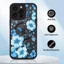OOK Magnetic Case Fit for iPhone 15 Pro Max 6.7 Inch (Compatible with MagSafe) Soft TPU and Hard PC Phone Cover with Blue Floral Flowers Anti-Scratch Shockproof Protection Case for Women