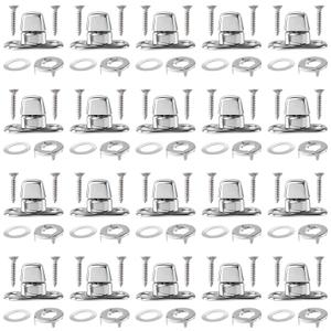 20 Set Canvas Twist Lock Fasteners, Marine Grade Hurricane Grommet Fasteners, Rustproof Zinc Alloy Turn Button Eyelet and Stud Mounting Screws for Ships Yachts Fishing Boats- Silver