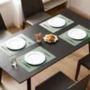MOSAYT Vinyl Spring Placemats Set of 4-12 X 17 Inch - Faux Leather 100% Waterproof Oil-Proof Wipeable PU Place Mats, Heat Resistant Reversible Table Mats for Kitchen, Dining, Outdoor (Green)