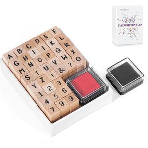 39 PCS Small Letter Stamps and Ink Pad for Crafting, Clay Alphabet Wooden Rubber Stamp Kit for Kids, DIY Craft Scrapbook Supplies for Card Making