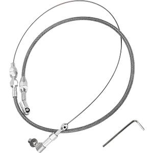 24" Throttle Cable Kit, Stainless Steel Braided Throttle Control Cable Line with Fitting, Universal Throttle Cable Assembly Braided Throttle Gas Cable, Car Accessories