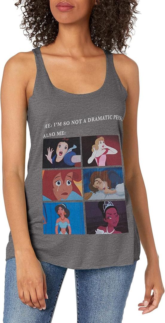 Disney Women's Princess Drama Meme Tri-Blend Racerback Layering Tank (Gray Heather, XS)