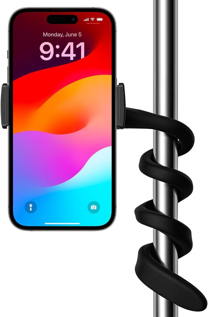 Phone Holder for Treadmill, Stroller, Shopping Cart, Desk, Portable Gooseneck 16.5 Long Arm Phone Mount for Smartphones