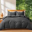 MR&HM Silky Cooling Duvet Cover Queen Size for Hot Sleepers 90"x90", Breathable & Moisture-Wicking Comforter Cover, 3 Pieces Ultra-Soft Bedding Duvet Cover Set with Zipper Closure (Dark Grey)