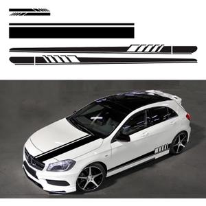 Universal Racing Stripes Car Stickers Sport Stripes DIY Styling Decorated Door Hood Self-Adhesive Side Strip Decal Decoration Accessories for Truck SUV Off-Road Vehicles(5PCS)(Black)