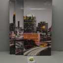 OuElegent City Night Canvas Wall Art Atlanta Skyline Landscape Pictures Prints Artwork for Living Room Bedroom Framed Ready to Hang