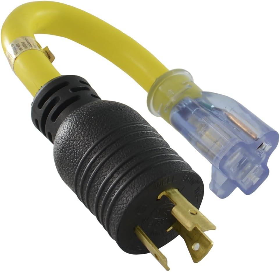 Conntek PL520520 NEMA L5-20P to NEMA 5-15/20R Pigtail Adapter, UL Listed
