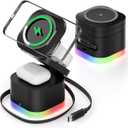 Magnetic Wireless Charger Stand for Bedrooms, 5 in 1 Wireless Charging Station,Charger with Night Light Bedside for iPhone16/15/14/13/12 Series, Apple Watch, AirPods (Only for Apple Users)