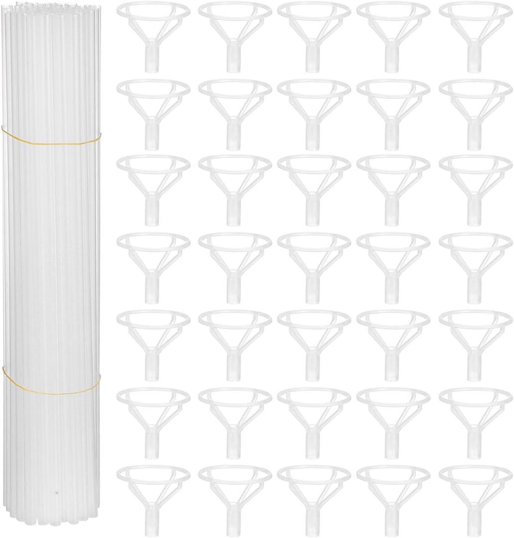 Balloon Holder, 50pcs Transparent Balloon Sticks Plastic Sticks with Cups for Birthday Wedding Party Supplies Anniversary Decoration