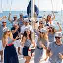 6 Pack Sailor Hat, Blue with White Captain Hats for Men Women, Navy Boat Captain Hat for Yacht Rock Party Attire, Sailor Costume, Dressing Up Party