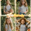Girls' Shirt Short Sleeve Basic Top Tween Summer Ribbed T-Shirt Teen Cute Fitted Soft Tee for Kids Aged 5-14