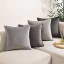 WEMEON Throw Pillow Covers 20x20 Set of 4, Solid Color Pillows Soft Decorative Square Couch Pillow Covers, Mix and Match Home Decor for Sofa Bedroom Car Couch (Grey)