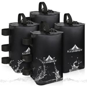 ILLUMINEW 4 Pack Canopy Water Weight Bag, 88 LBSWater Tent Weights Set of 4 Leg Weights for Gazebo, Pop Up Canopy, Canopies, Tent (Black 10L)
