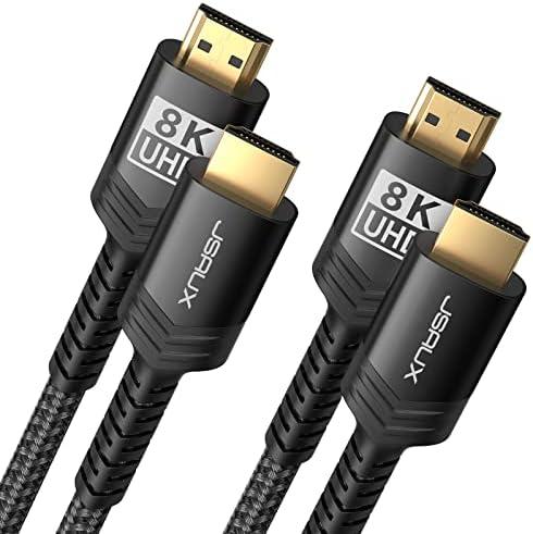 JSAUX 8K HDMI Cable 2.1 2 Pack 6ft, 48Gbps Ultra High Speed HDMI Cable Braided Cord (4K@144Hz, 4K@120Hz, 8K@60Hz) HDCP 2.2&2.3 HDR 10 eARC ARC, Compatible with Switch 2/PS5/Laptop/Monitor/HDTV/-Black