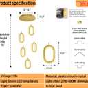 Dimmable 5-Light Oval Ring Chandelier for Dining Room, Gold Ring Pendant Light for Kitchen Island,Hallway, Entryway, Passway, Bedroom, Balcony Living Room