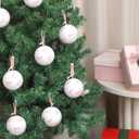 24 Pcs Pink Bow Coquette Christmas Tree Ornaments Balls 3.14 Inch Pink White Christmas Tree Hanging Ornaments Plastic Ball with Ribbon for Xmas Tree Winter Bachelorette Party Holiday Home Decorations