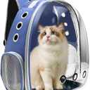 Cat Backpack Carrier, Pet Cat Carrier with Ventilated Design for Carrying Puppy Cats, Pet Carrier Backpack for Traveling/Hiking/Camping/Outdoors Airline Approved Travel Carrier (Blue)