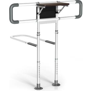 Waysse Bed Rails for Elderly Adults Safety with Foldable Side Table, ASTM Approved Adjustable Bed Assist Rail for Seniors, Non-Slip Handle, Storage Pocket, Fits Twin/Full/Queen/King