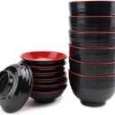 usamjtable Set of 6 Japanese Melamine 4" Miso Soup Rice Bowls With Lid (B11894) ~ We Pay Your Sales Tax