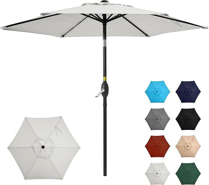 SUNVIVI OUTDOOR Outdoor Patio Umbrella, Patio Umbrella, Market Umbrella, Large Outdoor Umbrella, Metal Pole Umbrella with Push Button Tilt and Crank, Polyester Canopy