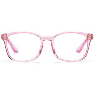 DUCO Kids Blue Light Glasses Girls Boys Computer Gaming Eyeglasses Anti UV, Bluelight Glasses for Kids Age 6-10 K028 (Clear Pink)