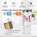 Monogrammed Gifts for Women,Initial Tumbler with Lid,Personalized Gifts,Birthday Gift for Women,Travel Cup,Coffee Tumbler,Cute Tumbler with Straws,for Christmas-M