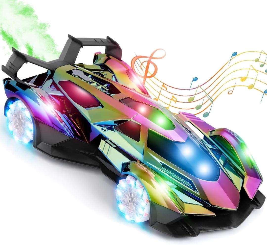 Lambo Remote Control Car for Boys 4-7,1:12 RC Car for Boys 8-12 with 360 Rotating, Lights, Music and Spray, 10-12km/h Colourful Lambo Racing Toys Gift for Kids Birthday.