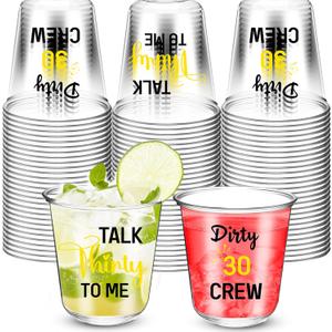 Jingmore 60 Pcs 30th Birthday Cups Disposable Dirty 30 Party Glasses 12oz Talk 30 to Me Plastic Cups Stemless Glasses for Men Women 30th Birthday Plastic Tumble Thirty Party Anniversary Favors