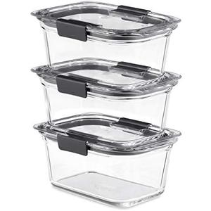 Rubbermaid Brilliance Glass Storage 4.7-Cup Food Containers with Lids Set of 3 Clear