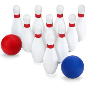 Phobby Kids Bowling Set with 10 Soft Foam Bowling Pins & 2 Balls, Indoor Outdoor Bowling Toys for Toddlers 3-8 Years Old, Medium, Small