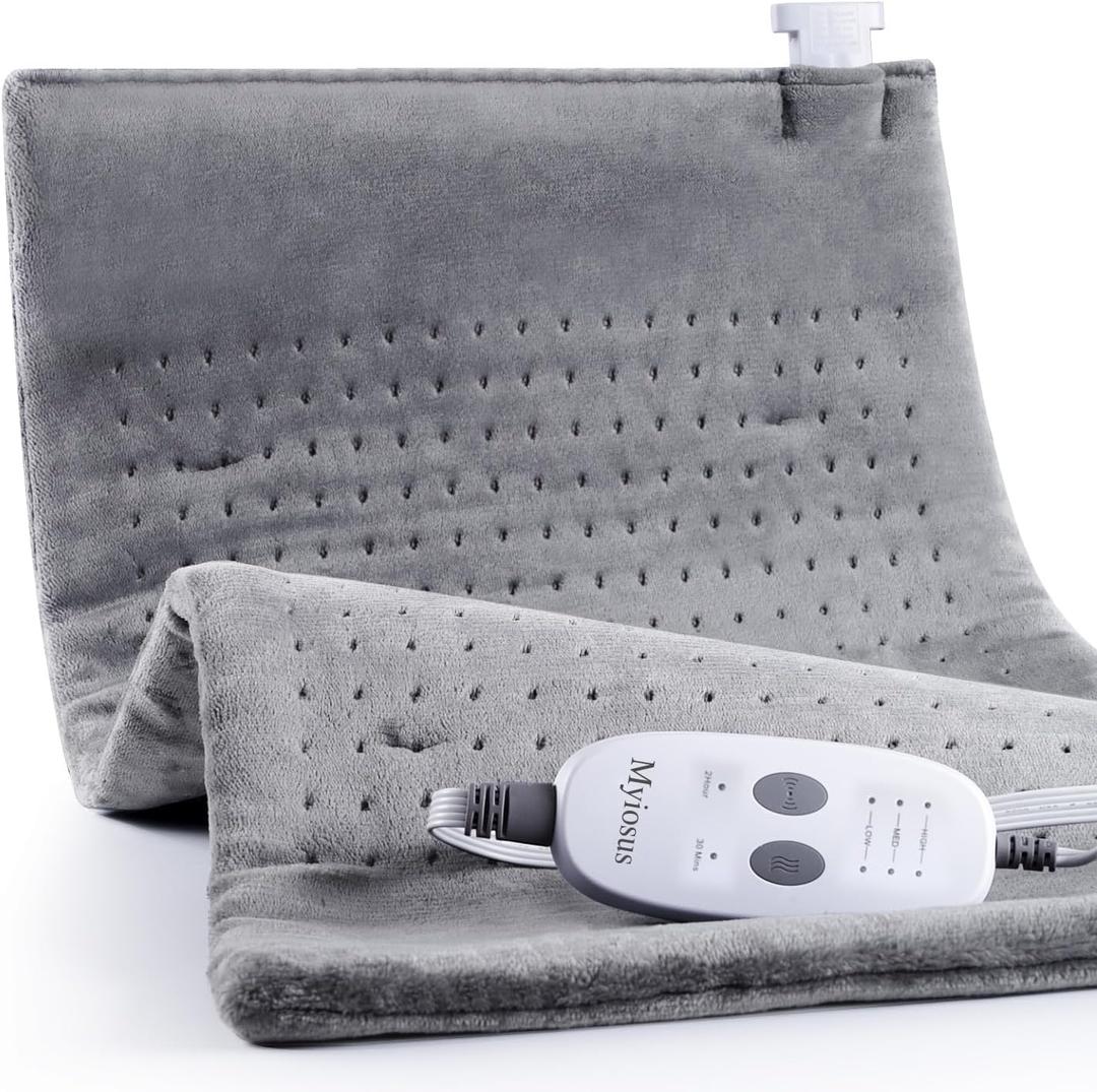 Massaging Weighted Heating Pad for Back Pain Relief,Heating Pads for Neck, Shoulder,Cramp,Portable Heated Pad with 3 Heat Settings & 6 Massage,18 Relaxing Combinations,Auto Off,20"*24",Dark Blue