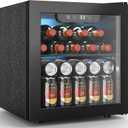 Wine Fridge Freestanding Counter-top 12 Bottles, 50 Cans Wine Cellar Drink Cooler for Soda, Canned Beer, Adjustable Digital Temperature Control for Home Dorm Office, Black