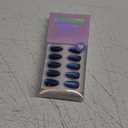 BTArtbox Press On Nails Almond - Forstbite Spell, Deep Blue Cat Eye Short Halloween Press On Nails with Glue for Women, Glossy Soft Gel Glue On Nails in 16 Sizes - 32 Stick On Nails Kit