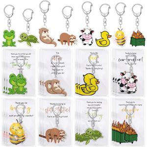 Landical Christmas Positive Keychains Gifts Bulk Positive Thank You Animal Keychains with Cards for Employee Coworker Team