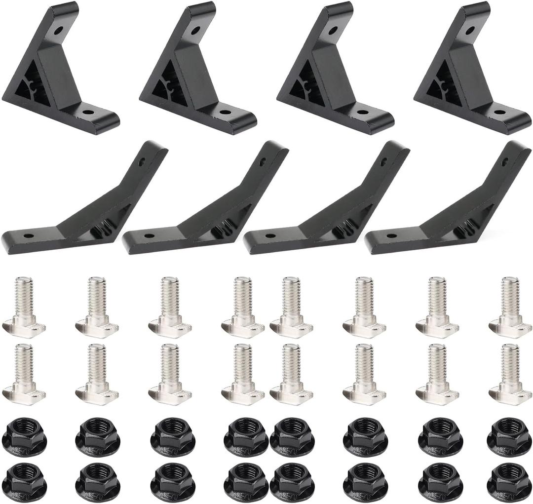 4Pcs 45deg, 4Pcs 135deg 2020 Aluminum Extrusion T Slot Angle Bracket 20 Series Extruded Hardware 45 Degree Joint Corner Connector for 45 135 Degree 20/20 80 20 2040 Black Aluminum Profile
