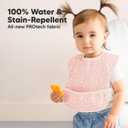 KeaBabies 3-Pack Waterproof Baby Bibs for Eating - Lightweight Toddler Feeding Bibs with Large Food Catcher, Mess Proof, Food-Grade Baby Eating Essentials, Easy to Put On & Clean (Fleur)