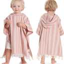 ZICOTO Stylish Hooded Beach Towel for Kids - Extra Soft and Fast Drying Poncho for Toddlers 1-3 Years is Made of Premium Cotton - Perfect Baby Cover Up for Beach Days or Pool and Bath Time Adventures (Small (0-3 yrs), Rose)