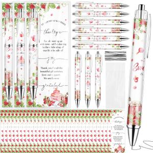 50 Set Strawberry Baby Shower Favors for Guests A Berry Sweet Baby Is On The Way Ballpoint Pens Thank You Greeting Cards Baby's Shower Party Gifts for Gender Reveal Souvenir Pregnancy Party Game Prizes
