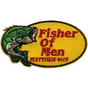 Fisher Of Men Patch, Faith 3 Inches Iron On/Sew On Embroidered Applique Fabric Bible Matthew 4:19 Patches for Clothes Backpacks Hat Jeans, Religious Prayer Embroidery Patches for Christians